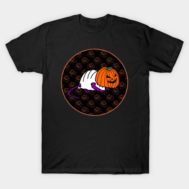 Halloween Horror Rat Dark Round T-Shirt by ellenhenryart